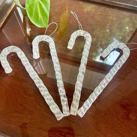 Vintage Lucite Glittered Swirled Candy Christmas Ornaments Set of 4 - Picture 3 of 9